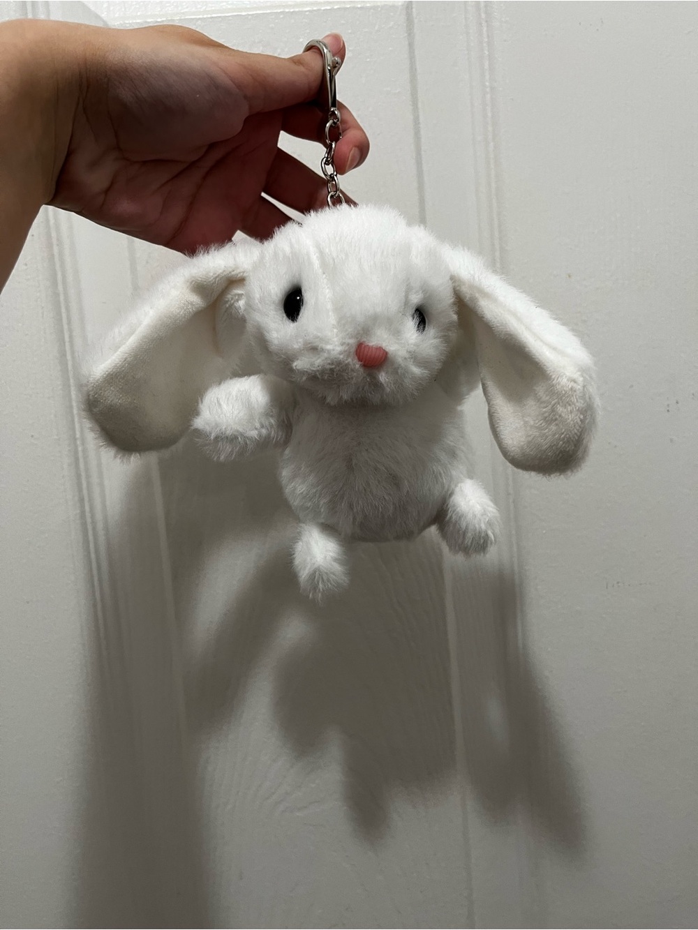 White Plush Bunny Keychain - Cute Small Pets Accessory